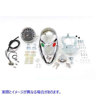 39-0902 クローム Cateye ダッシュ パネル キット (1:1 比率のスピードメーター付き) 取寄せ Vツイン Chrome Cateye Dash Panel