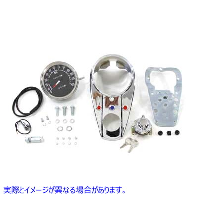 39-0906 クローム 3 ライト ダッシュ パネル キット (2:1 比率のスピードメーター付き) Chrome Three Light Dash Panel Kit with