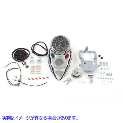 39-0922 クローム Cateye ダッシュ パネル キット (1:1 比率のスピードメーター付き) 取寄せ Vツイン Chrome Cateye Dash Panel