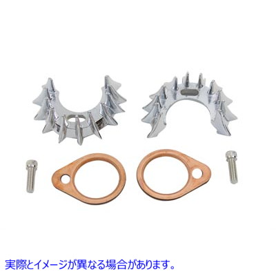 42-0024 シャークティース排気フランジキット 取寄せ Vツイン Shark Teeth Exhaust Flange Kit (検索用／
