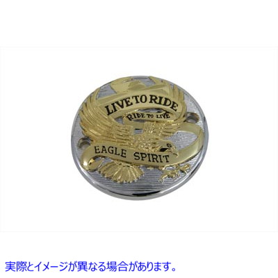 42-0088 ゴールドインレイ Live to Ride 点火システムカバー 取寄せ Vツイン Gold Inlay Live to Ride Ignition System Cover (