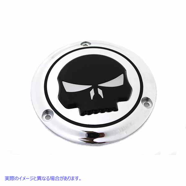 42-0267 クローム 3 ホール スカル ダービー カバー 取寄せ Vツイン Chrome 3 Hole Skull Derby Cover (検索用／