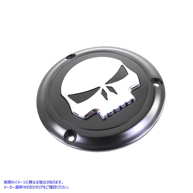 42-0268 ブラック 3 ホール スカル ダービー カバー 取寄せ Vツイン Black 3 Hole Skull Derby Cover (検索用／