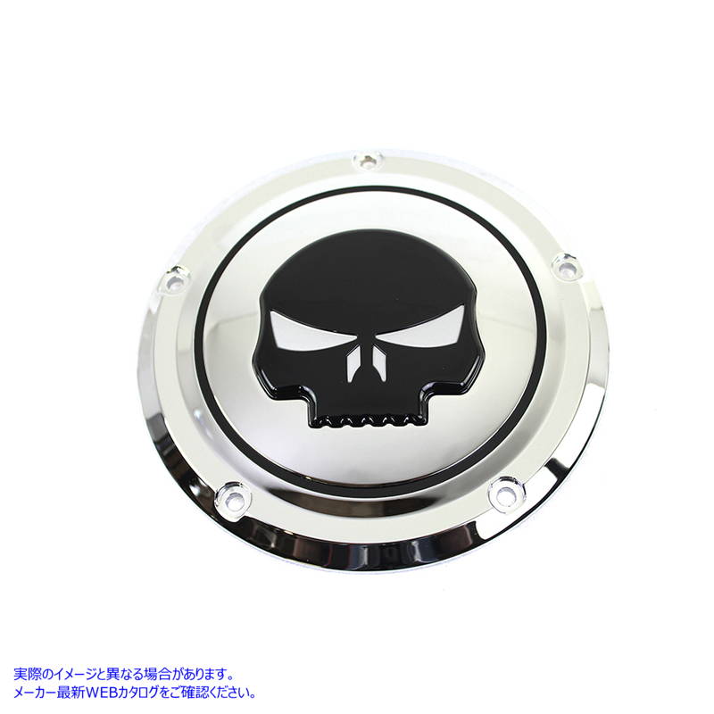 42-0269 クローム 5 ホール スカル ダービー カバー 取寄せ Vツイン Chrome 5 Hole Skull Derby Cover (検索用／
