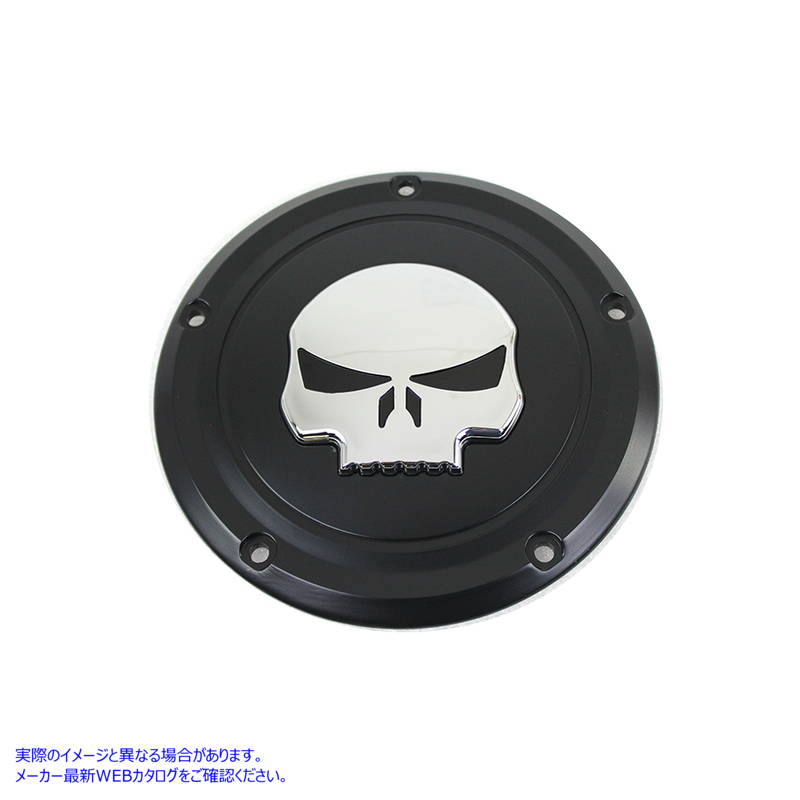 42-0270 ブラック 5 ホール スカル ダービー カバー 取寄せ Vツイン Black 5 Hole Skull Derby Cover (検索用／