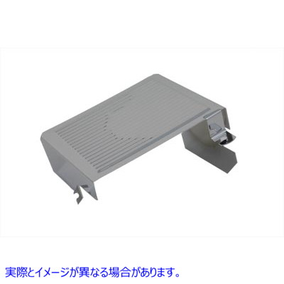 42-0508 クロームリブバッテリーサイドカバー 取寄せ Vツイン Chrome Ribbed Battery Side Cover (検索用／66378-70