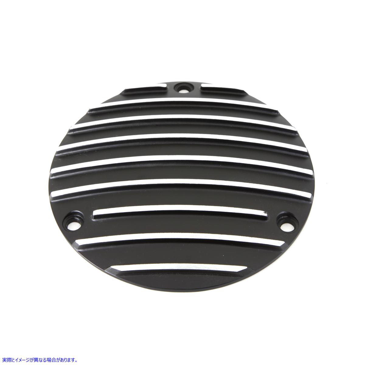 42-0632 フィン付きダービーカバー ブラック 取寄せ Vツイン Finned Derby Cover Black (検索用／