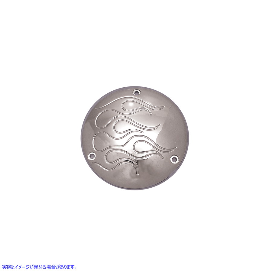 42-0747 クロームフレイムダービーカバー 取寄せ Vツイン Chrome Flame Derby Cover (検索用／