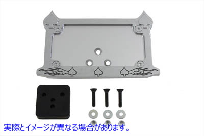 42-0986 ナンバー プレート フレーム スペード スタイル クローム ビレット 取寄せ Vツイン License Plate Frame Spade Style Ch