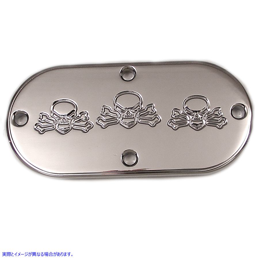 42-1008 ボーンヘッドスカル検査カバー クローム 取寄せ Vツイン Bonehead Skull Inspection Cover Chrome (検索用／