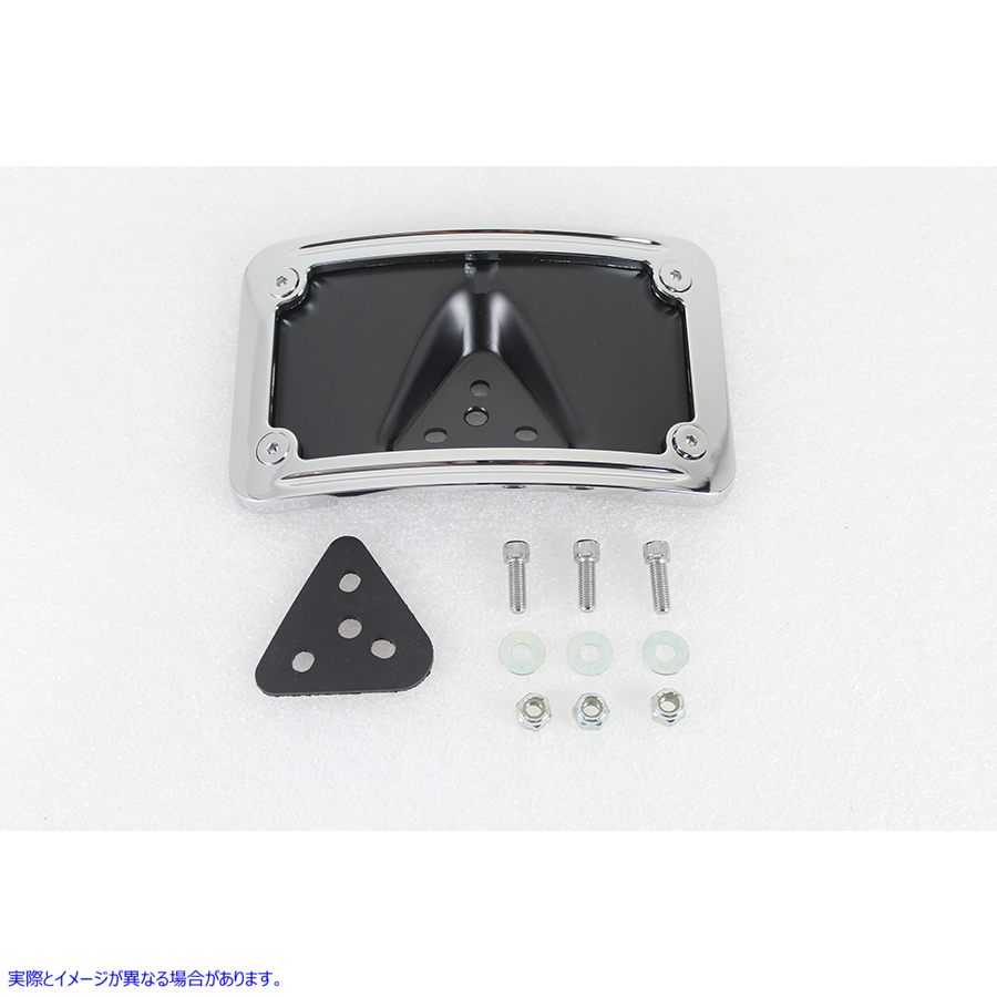 42-1009 ナンバー プレート ブラケット カーブ レイダウン スタイル クローム ビレット 取寄せ Vツイン License Plate Bracket C