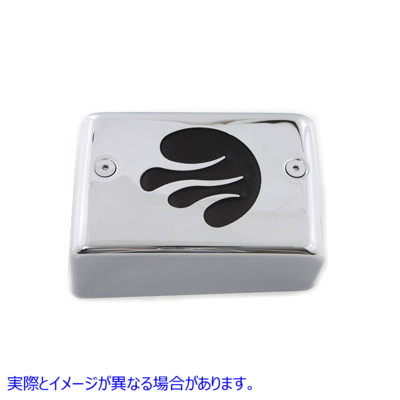 42-1109 ブラックフレーム付きクローム点火モジュールカバー 取寄せ Vツイン Chrome Ignition Module Cover with Black Flame (