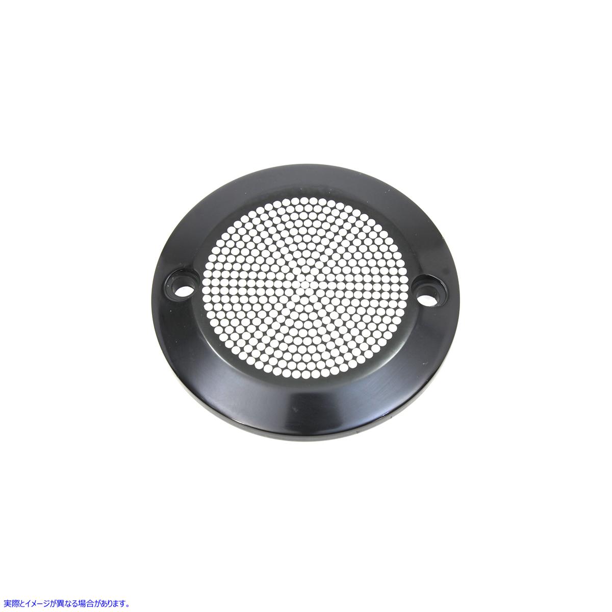 42-1125 ブラックの 2 穴穴あき点火システム カバー 取寄せ Vツイン Black 2-Hole Perforated Ignition System Cover (検索用／