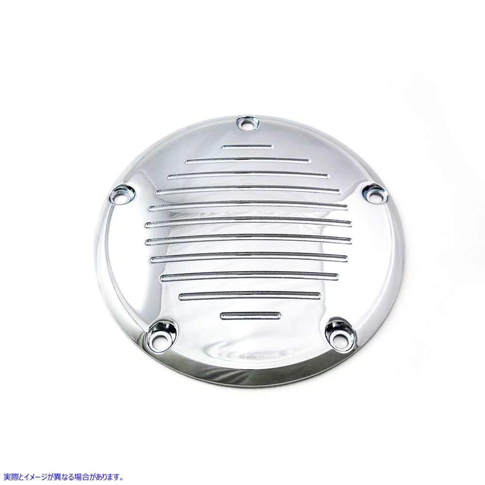42-1141 クローム溝付き5穴ダービーカバー 取寄せ Vツイン Chrome Grooved 5-Hole Derby Cover (検索用／