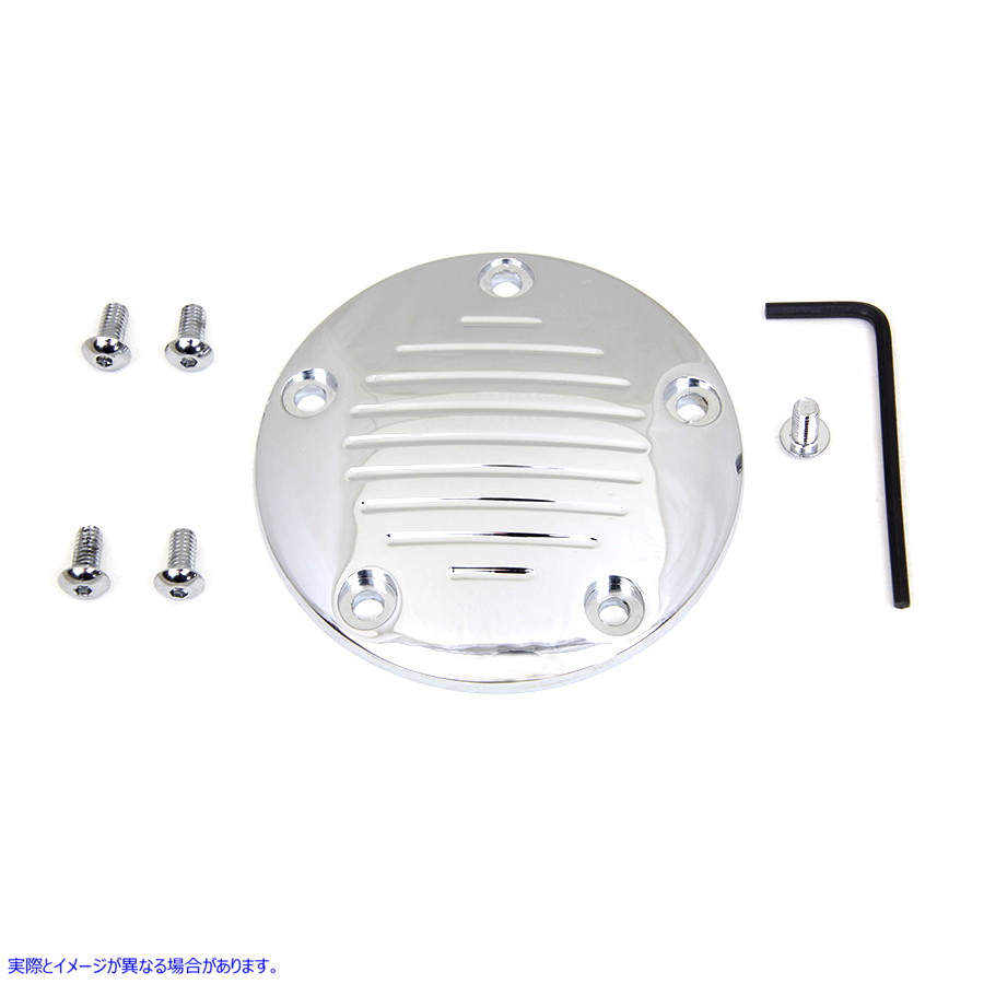 42-1144 溝付き点火システムカバー 5 穴クローム 取寄せ Vツイン Grooved Ignition System Cover 5-Hole Chrome (検索用／