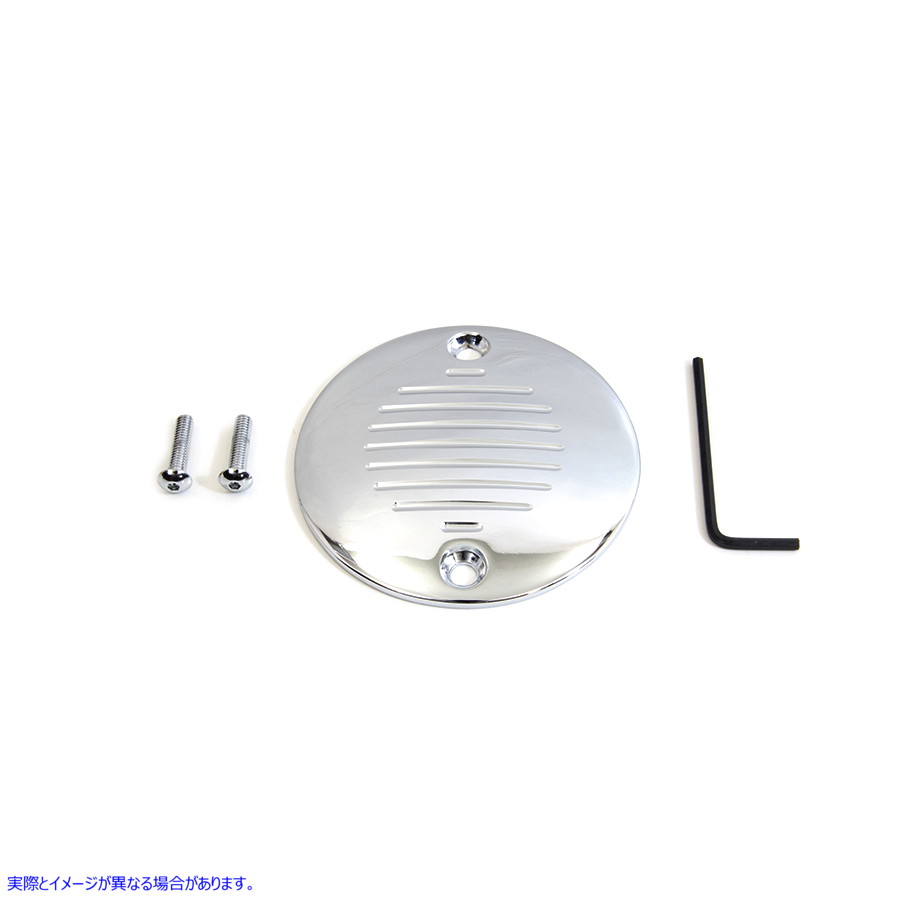 42-1146 溝付き点火システムカバー 2 穴クローム 取寄せ Vツイン Grooved Ignition System Cover 2-Hole Chrome (検索用／