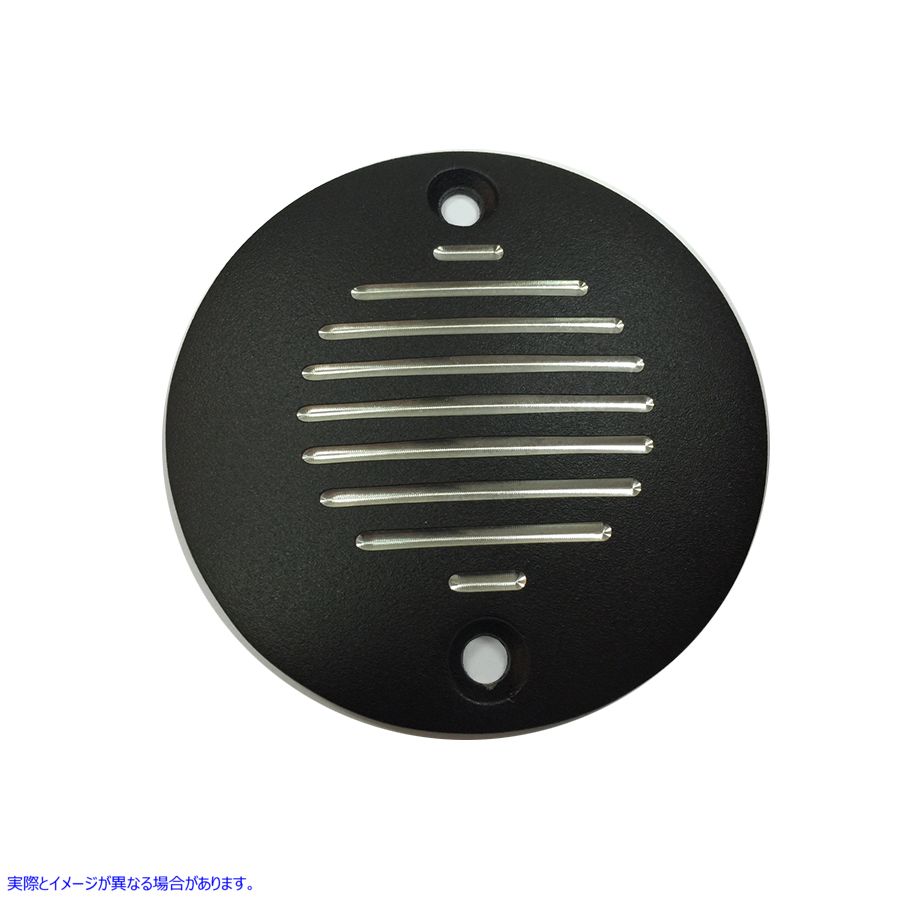 42-1147 溝付き点火システムカバー 2 穴 ブラック 取寄せ Vツイン Grooved Ignition System Cover 2-Hole Black (検索用／