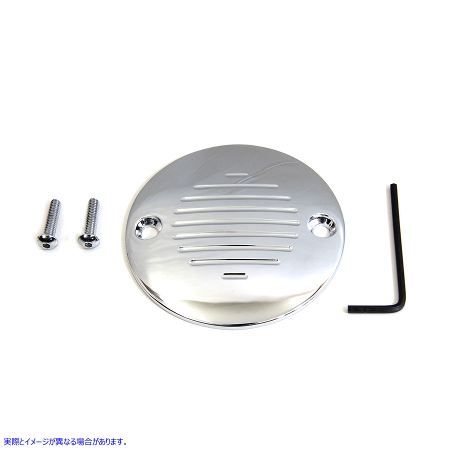 42-1148 溝付き点火システムカバー 2 穴クローム 取寄せ Vツイン Grooved Ignition System Cover 2-Hole Chrome (検索用／