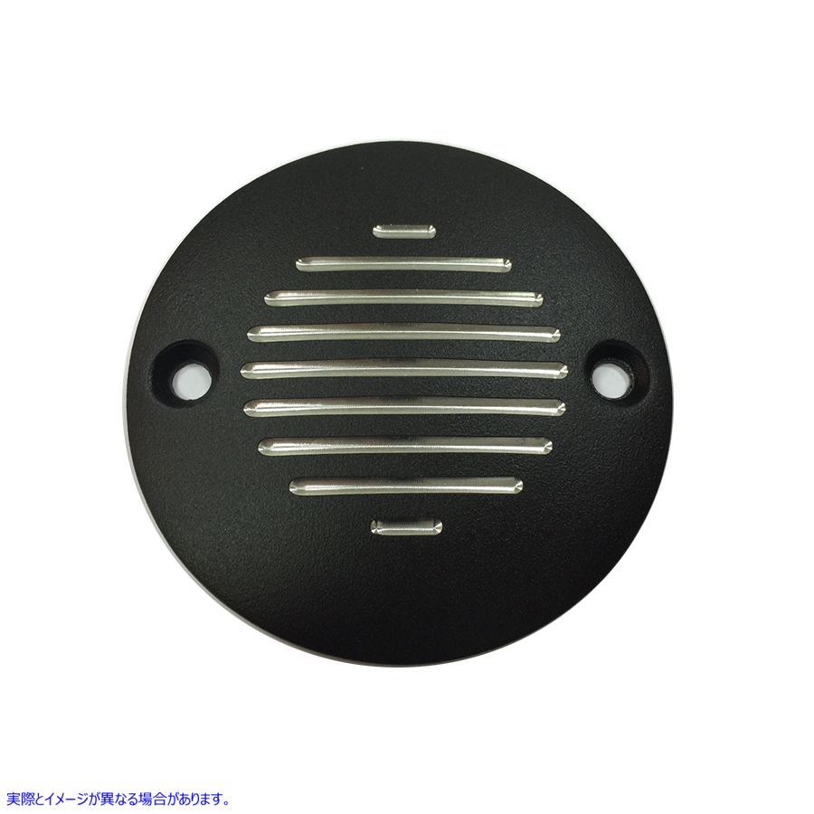 42-1166 溝付き点火システムカバー 2 穴 ブラック 取寄せ Vツイン Grooved Ignition System Cover 2-Hole Black (検索用／