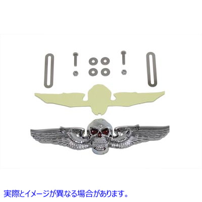 42-1530 スカルウィングナンバープレートオーナメント 取寄せ Vツイン Skull Wing License Plate Ornament (検索用／