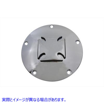 42-6025 アイアンクロスレイズドダービーカバー クロームビレット 取寄せ Vツイン Iron Cross Raised Derby Cover Chrome Billet