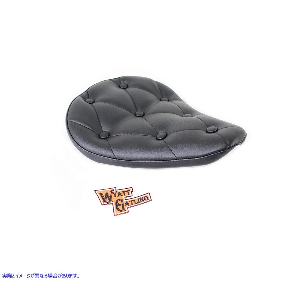 47-0375 ボタン付きブラックビニールソロシート 取寄せ Vツイン Black Vinyl Solo Seat with Buttons (検索用／ Corbin Gentry 7