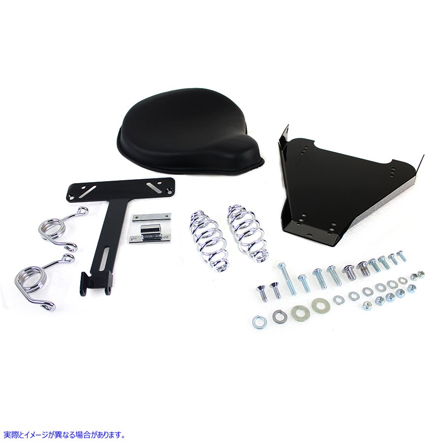 47-0549 ブラックレザーソロシート（マウントキット付き） 取寄せ Vツイン Black Leather Solo Seat With Mount Kit (検索用／