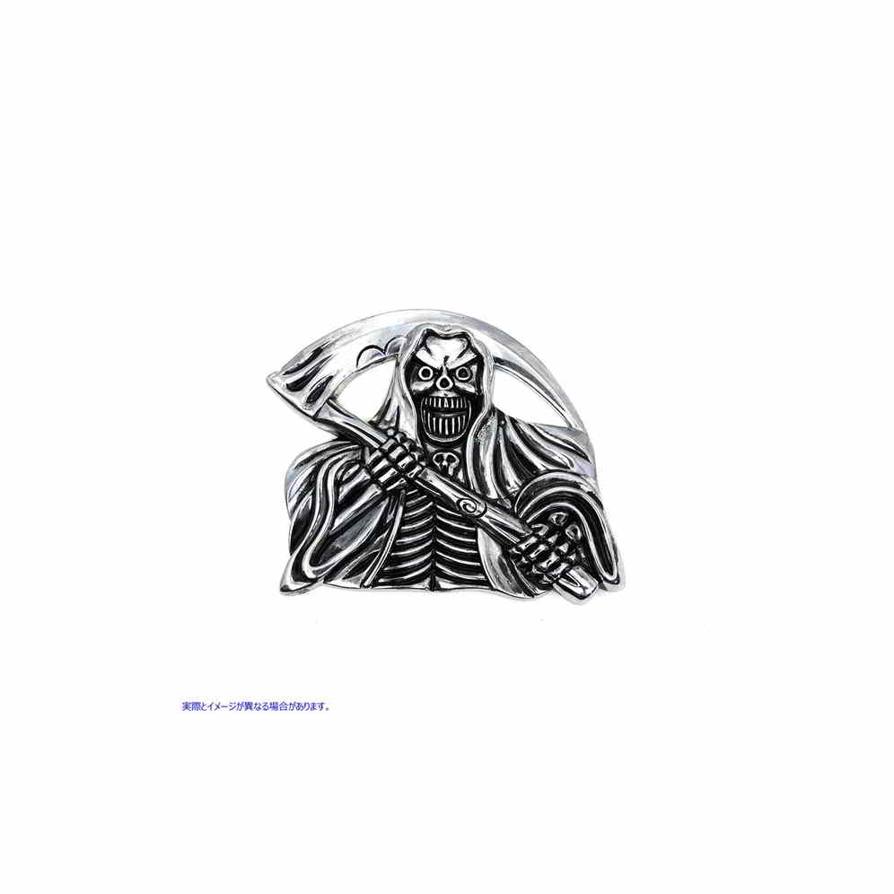 48-0490 鎌の紋章が付いたピューター製死神 取寄せ Vツイン Pewter Grim Reaper with Sickle Emblem (検索用／