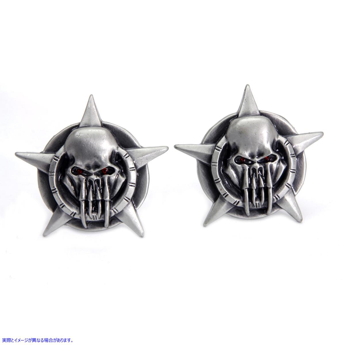 48-1621 スカル・オン・スター ナンバープレート トッパー セット 取寄せ Vツイン Skull on Star License Plate Topper Set (検