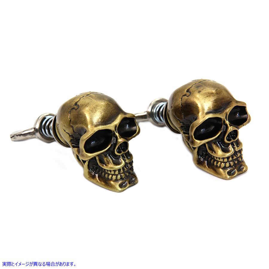 48-1624 ゴールドスカルナンバープレートボルトセット 取寄せ Vツイン Gold Skull License Plate Bolt Set (検索用／