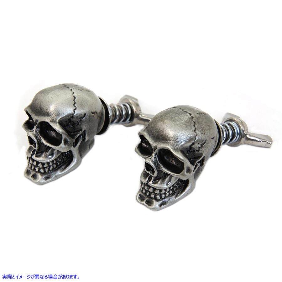 48-1625 シルバースカルナンバープレートボルトセット 取寄せ Vツイン Silver Skull License Plate Bolt Set (検索用／