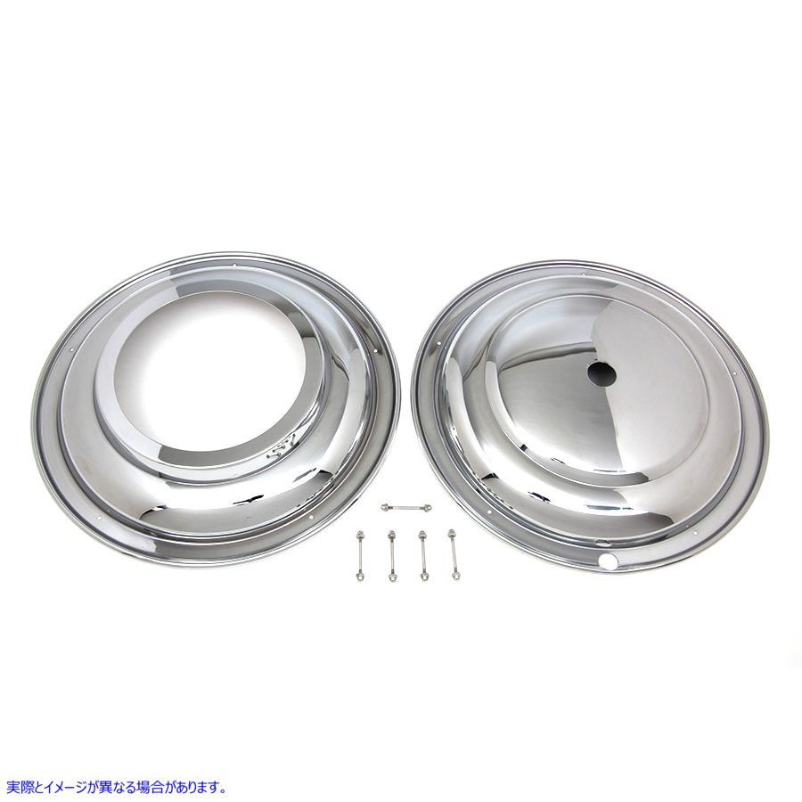 49-0291 16インチフロントホイールカバーセット クローム 取寄せ Vツイン 16 inch Front Wheel Cover Set Chrome (検索用／