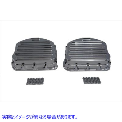 49-0789 フィン付きキャスト ロッカー ボックス カバー セット クローム 取寄せ Vツイン Full Finned Panhead Rocker Box Cover