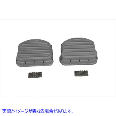 49-0790 フィン付きキャストショットピーニング表面ロッカーボックスカバーセット 取寄せ Vツイン Full Finned Panhead Valve Co