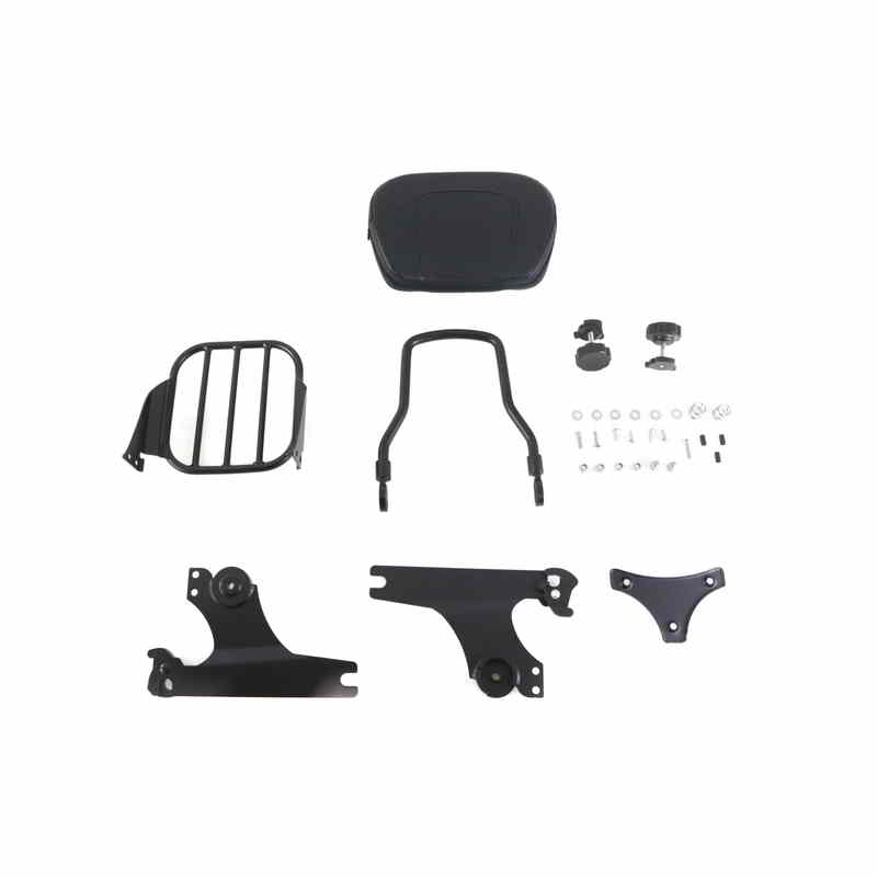 50-0027 グロスブラックのシーシーバーとラック 取寄せ Vツイン Gloss Black Sissy Bar and Rack (検索用／