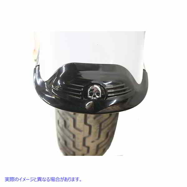 50-0385 スカル フロント フェンダー チップ ブラック 取寄せ Vツイン Skull Front Fender Tip Black (検索用／