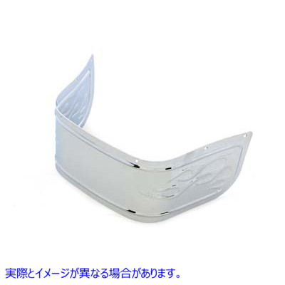 50-1132 フレーム付きクロームロアフェンダートリムスカート 取寄せ Vツイン Chrome Lower Fender Trim Skirt with Flame (検索