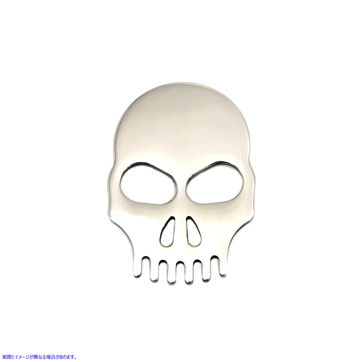 50-1137 スカル付きステンレススチールフェンダーメダリオン 取寄せ Vツイン Stainless Steel Fender Medallion with Skull (検