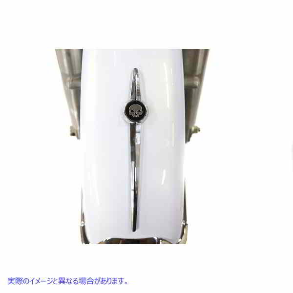 50-1235 スカル付きクロームフロントフェンダートリムスピア 取寄せ Vツイン Chrome Front Fender Trim Spear with Skull (検索