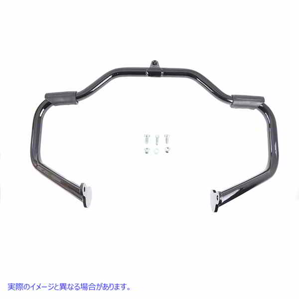 51-0005 OE グロスブラック フロント エンジン バー (フットペグ パッド付き) 取寄せ Vツイン OE Gloss Black Front Engine Bar