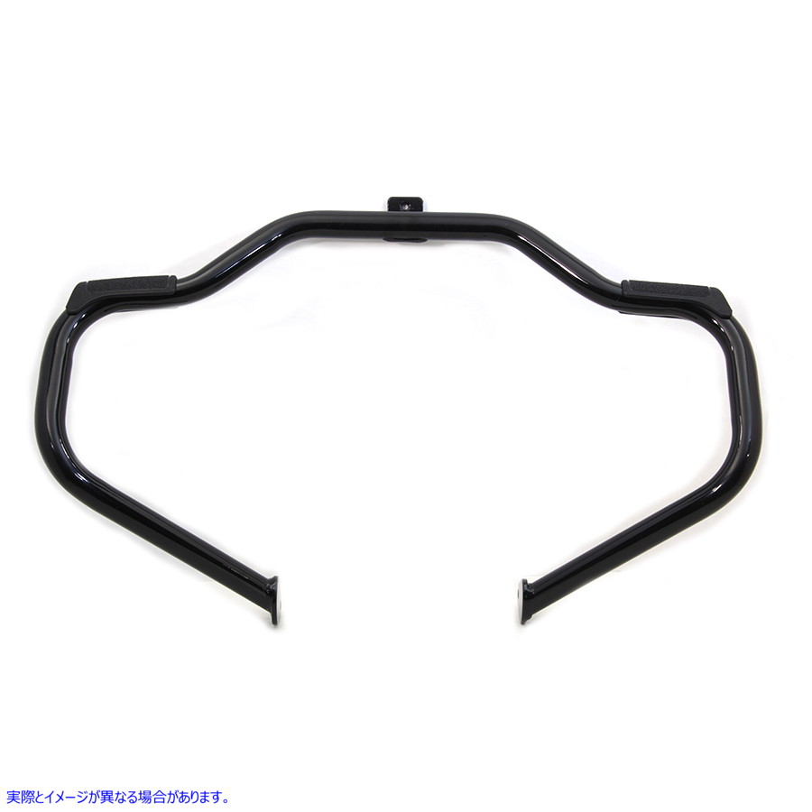 51-0871 フットペグパッド付きブラックフロントエンジンバー 取寄せ Vツイン Black Front Engine Bar with Footpeg Pads (検索用