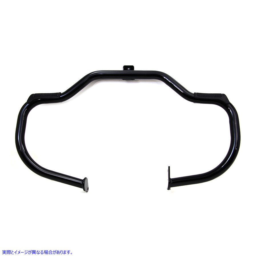 51-0999 フットペグパッド付きブラックフロントエンジンバー 取寄せ Vツイン Black Front Engine Bar with Footpeg Pads (検索用