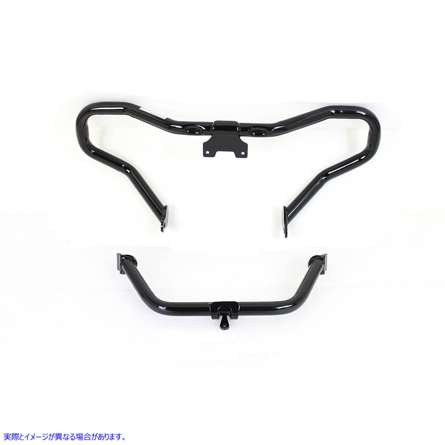 51-1071 ブラックチョップドフロントエンジンガード 取寄せ Vツイン Black Chopped Front Engine Guard (検索用／49000117