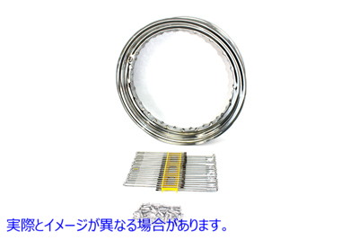 52-0300 16 インチ x 3 インチ ホイール リムとスポーク キット クロム スチール 取寄せ Vツイン 16 inch x 3 inch Wheel Rim an