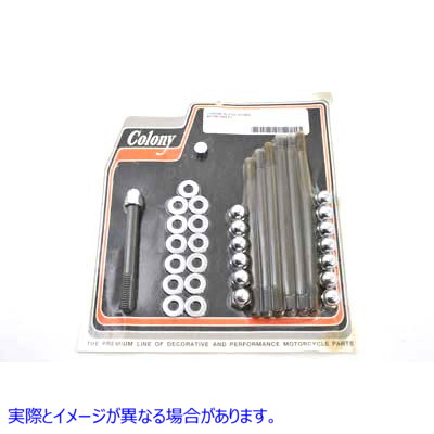 8142-34 クローム エイコーン エンジン ケース ボルト キット 取寄せ Vツイン Chrome Acorn Engine Case Bolt Kit (検索用／ Col