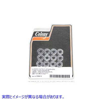 8166-12 クロム平ワッシャー 1/4 インチ内径 取寄せ Vツイン Chrome Flat Washer 1/4 inchID (検索用／ Colony