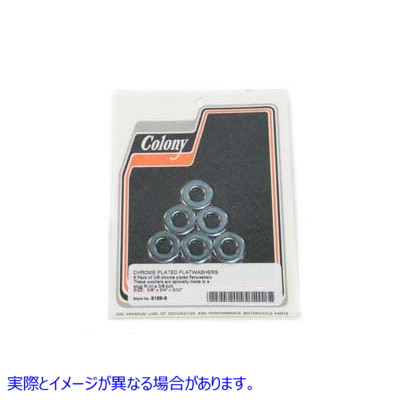 8168-6 クロム平ワッシャー 3/8 インチ内径 取寄せ Vツイン Chrome Flat Washer 3/8 inchID (検索用／ Colony